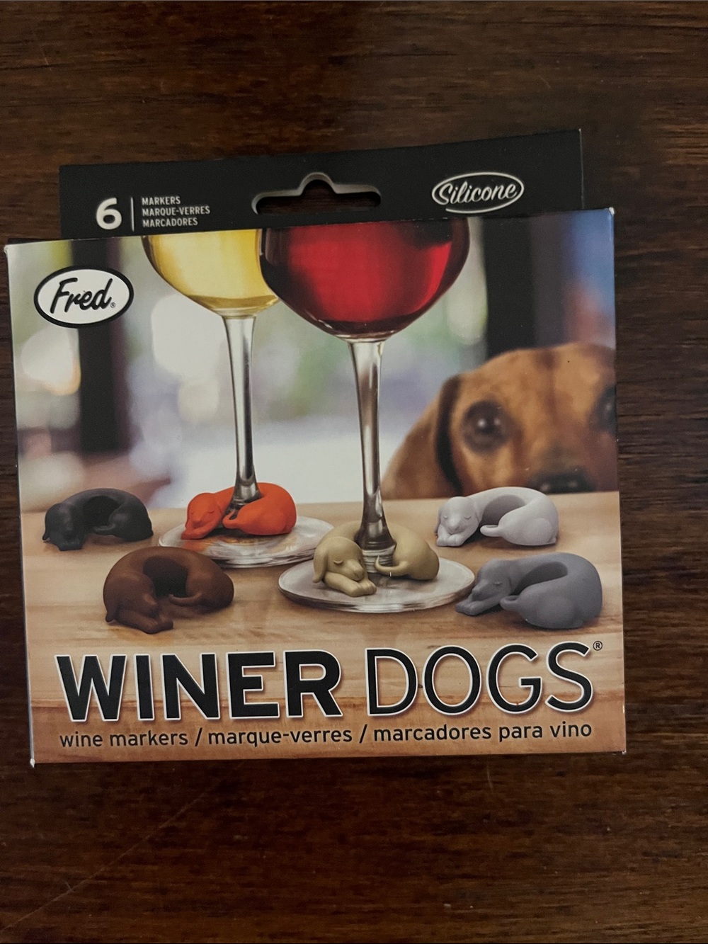 Fred Winer Dogs Silicone Wine Markers - Multicolor Sleeping Dog Set